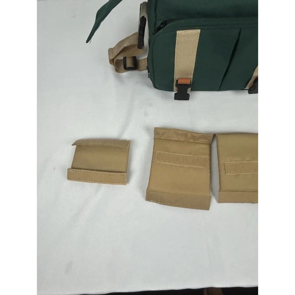 Vintage Canon Camera Bag Green Canvas Leather Trim Strap 12 x 9 x 7 Padded Case